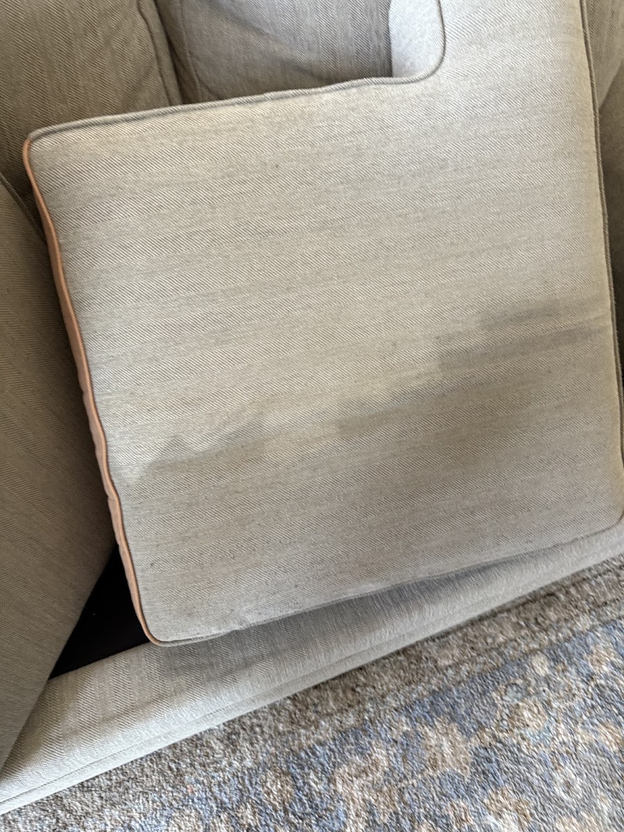 Sofa cushion deep cleaned and left fresh