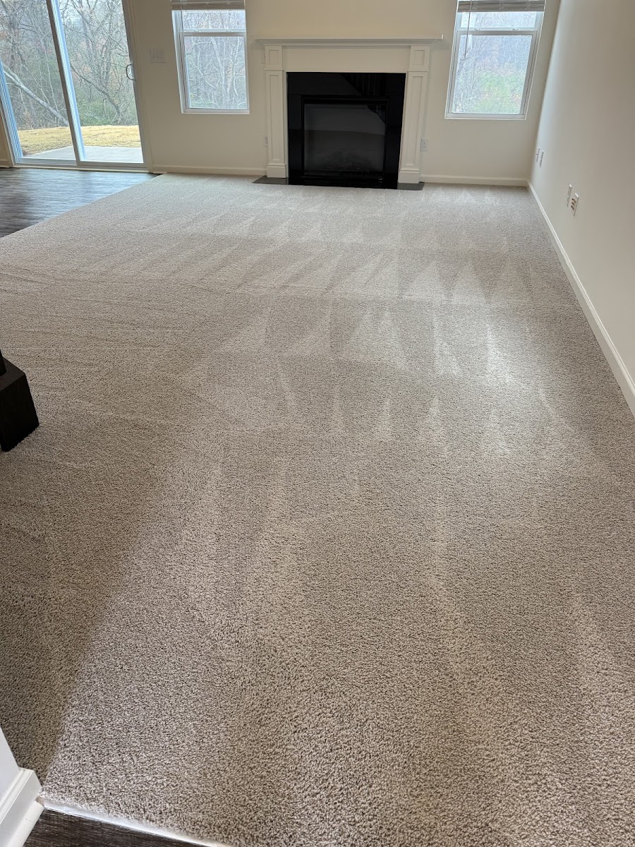 Mercy Carpet Cleaning technician deep cleaning a living room carpet